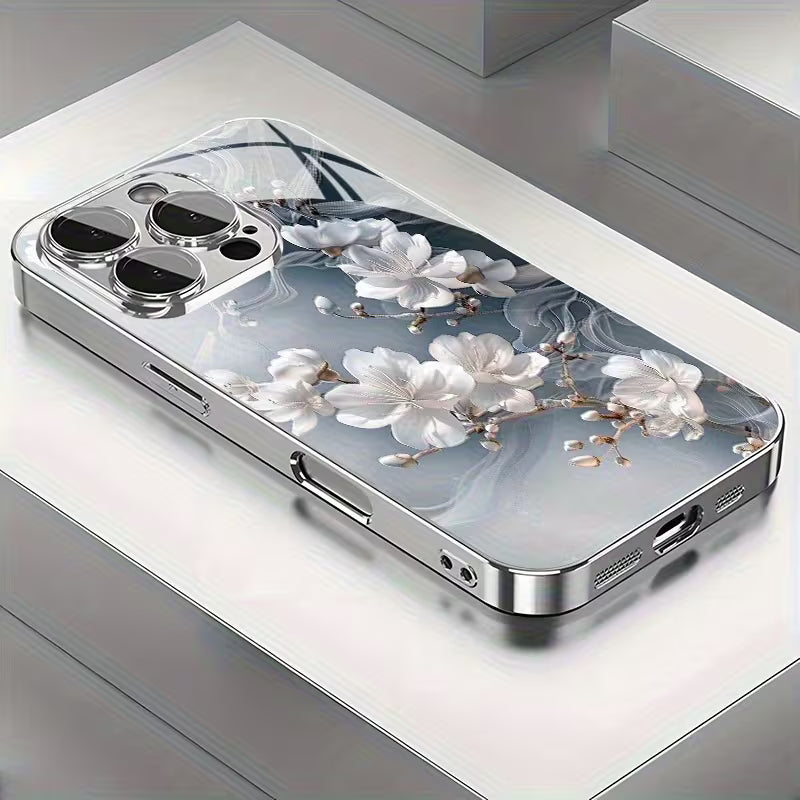 iPhone - Elegant and Gorgeous White Floral Glass Case