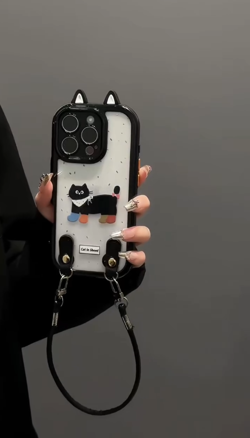iPhone - Cute Cat Case With Lanyard