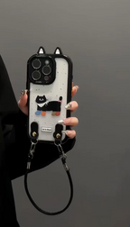 iPhone - Cute Cat Case With Lanyard