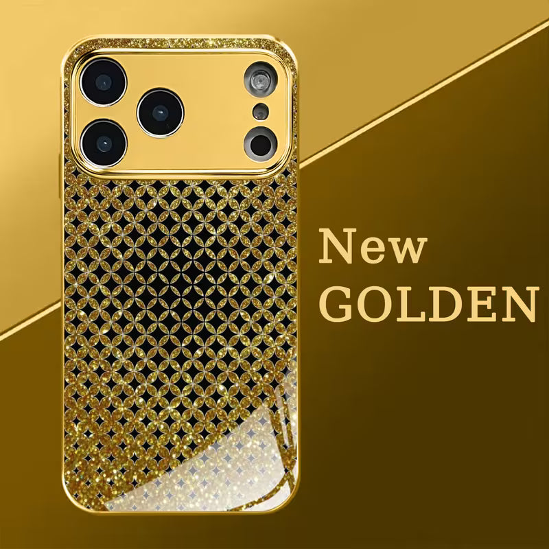 Golden Brown Grid Pattern Electroplated Case
