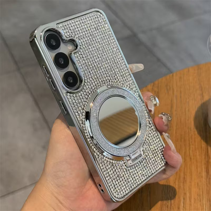 Rhinestone Bling Glitter Makeup Mirror Case