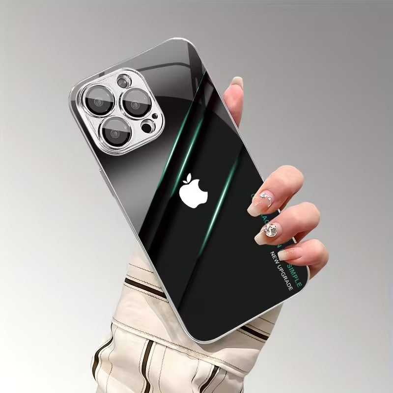 iPhone - Electroplated Glass Case with Lens Protection Film