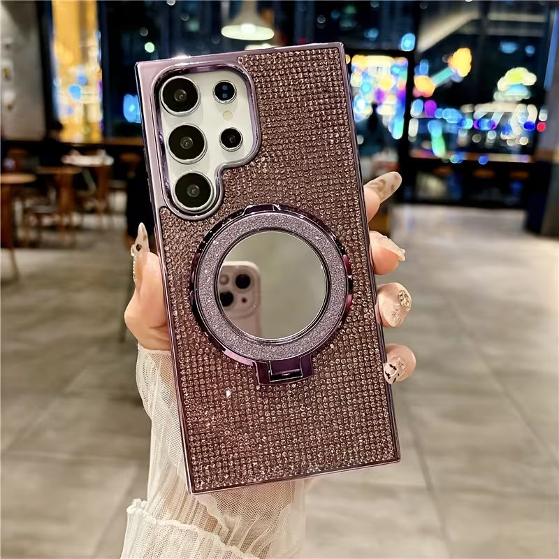 Rhinestone Bling Glitter Makeup Mirror Case