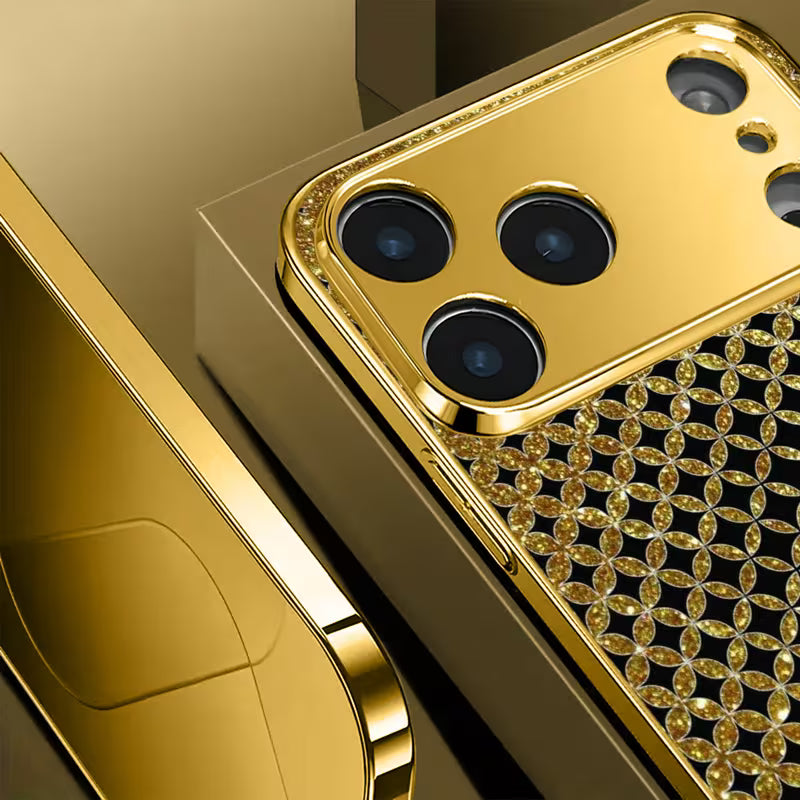 Golden Brown Grid Pattern Electroplated Case