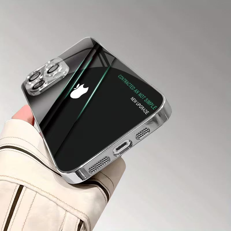 iPhone - Electroplated Glass Case with Lens Protection Film