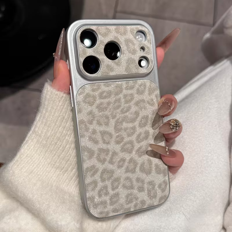 Leopard Print Electroplated Frame Case