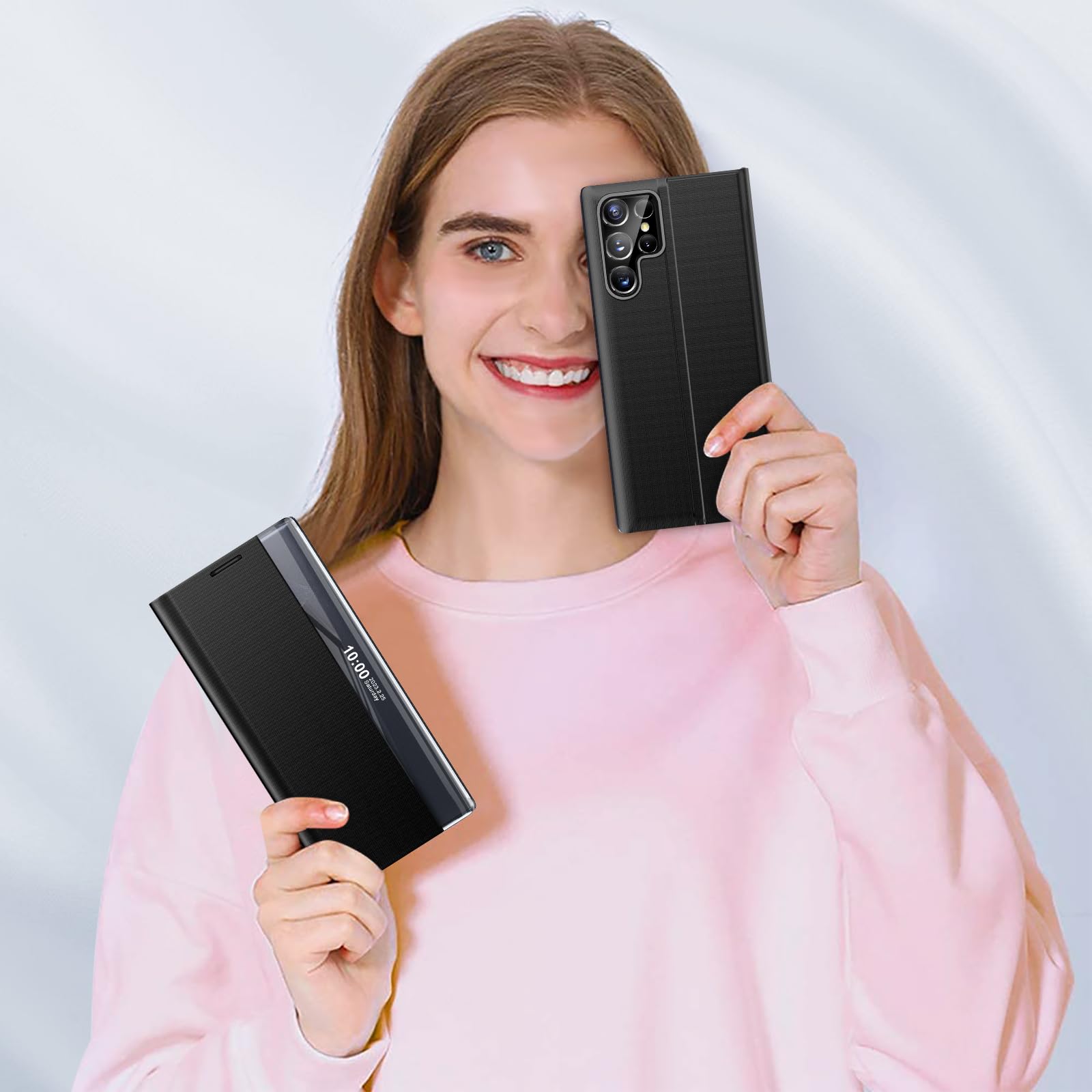 Galaxy S25 Series - PU Clear View Window Slim Mirror Case