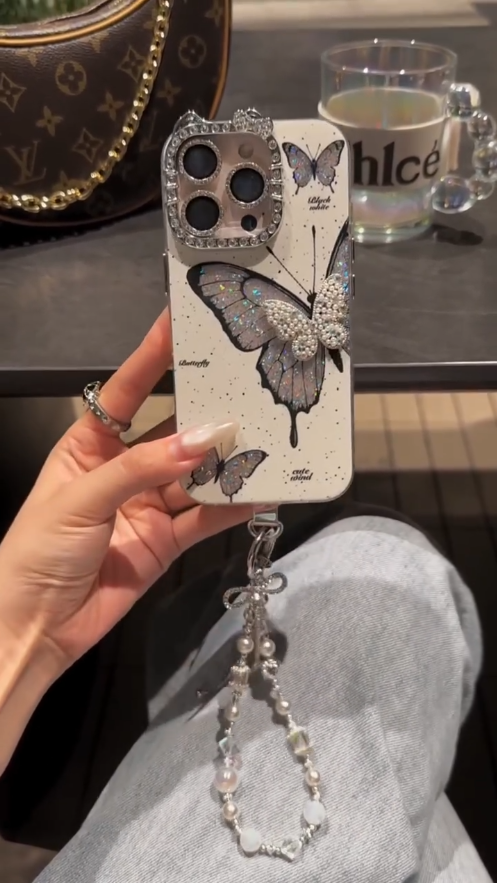 iPhone - Luxury Butterfly Case With Lanyard