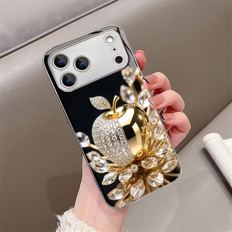 Elegant Golden Crystal Pattern Glass Case