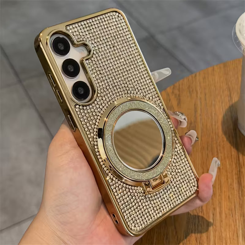 Rhinestone Bling Glitter Makeup Mirror Case