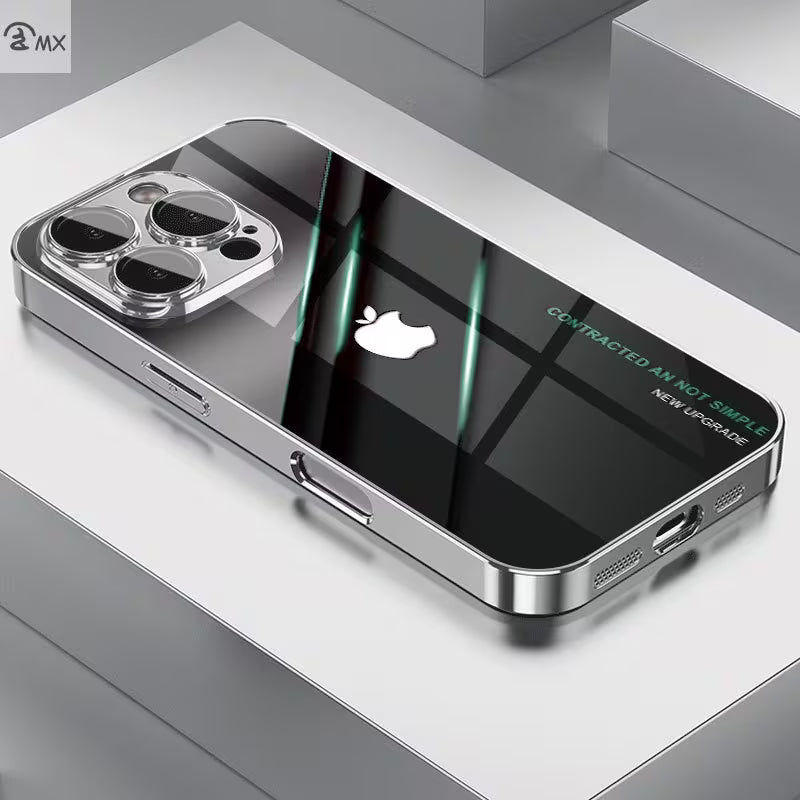 iPhone - Electroplated Glass Case with Lens Protection Film