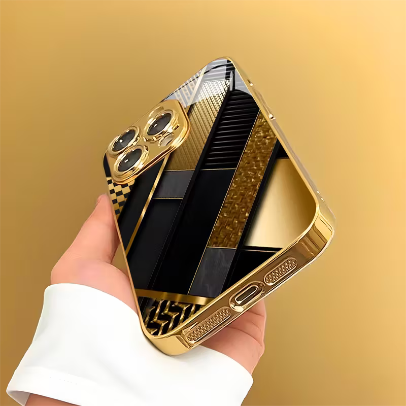 Golden Geometric Patchwork Case