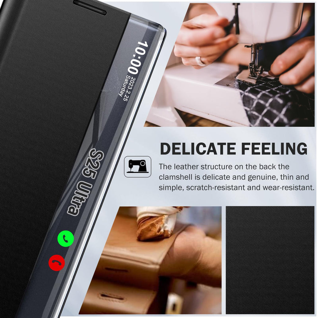 Galaxy S25 Series - PU Clear View Window Slim Mirror Case