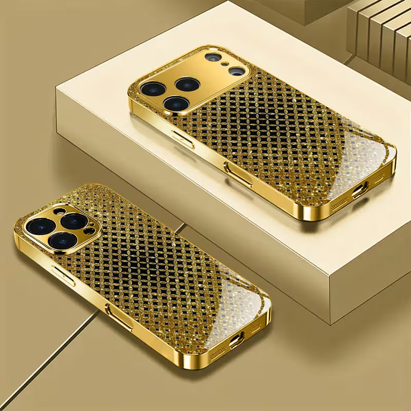 Golden Brown Grid Pattern Electroplated Case