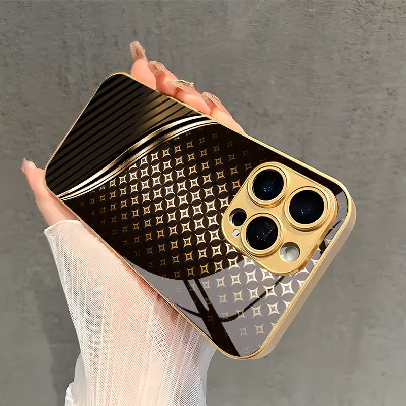 Golden Geometric Curve Pattern Case