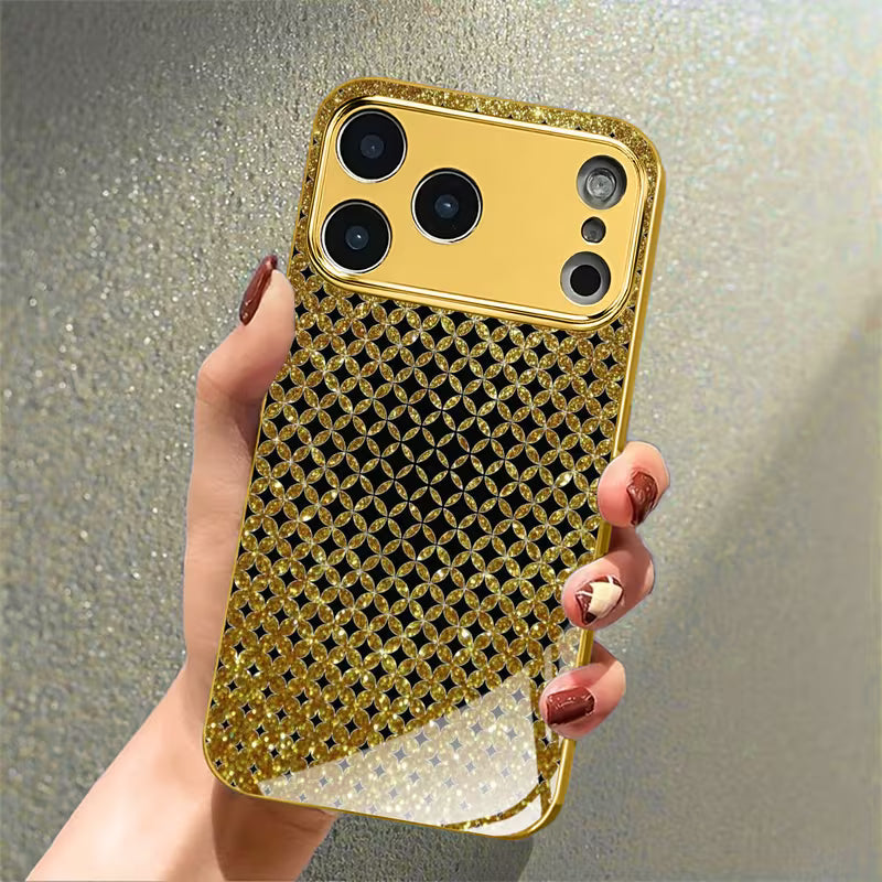 Golden Brown Grid Pattern Electroplated Case