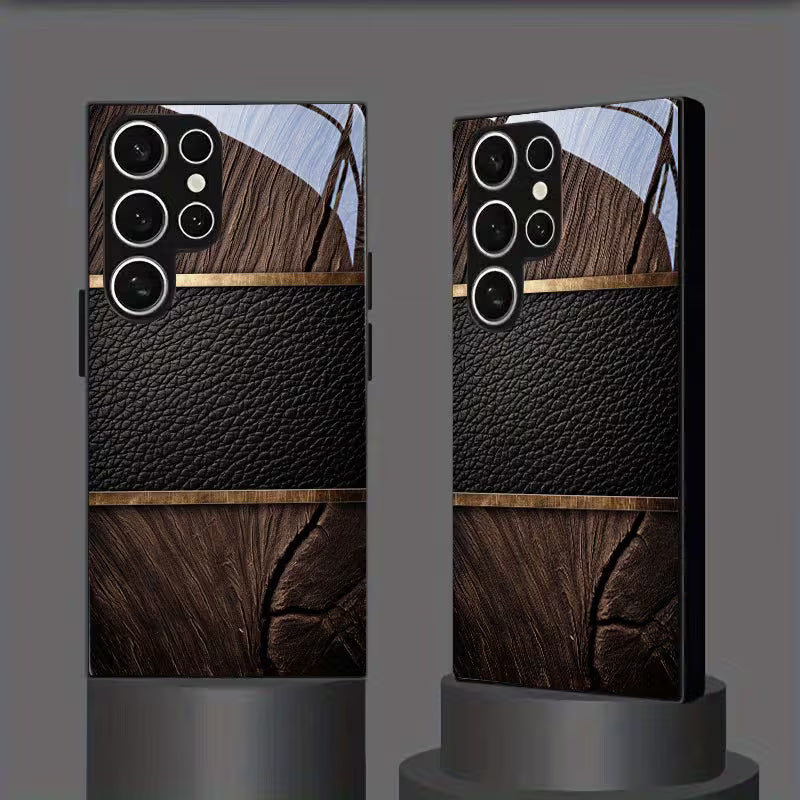 Golden Luxury Pattern Tempered Glass Case