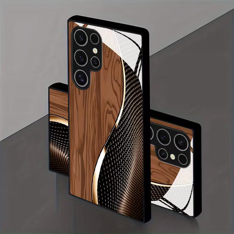 Galaxy S Series - Wood Grain & Metallic Mesh Design Case