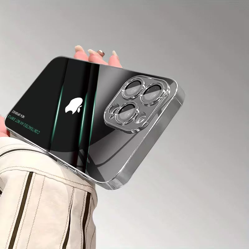 iPhone - Electroplated Glass Case with Lens Protection Film