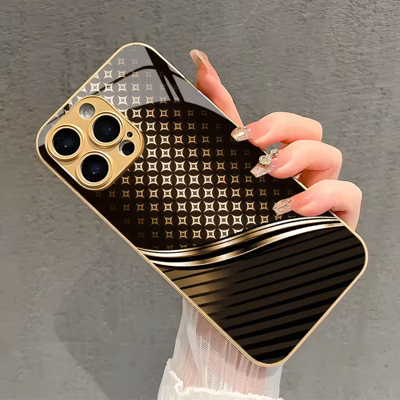 Golden Geometric Curve Pattern Case