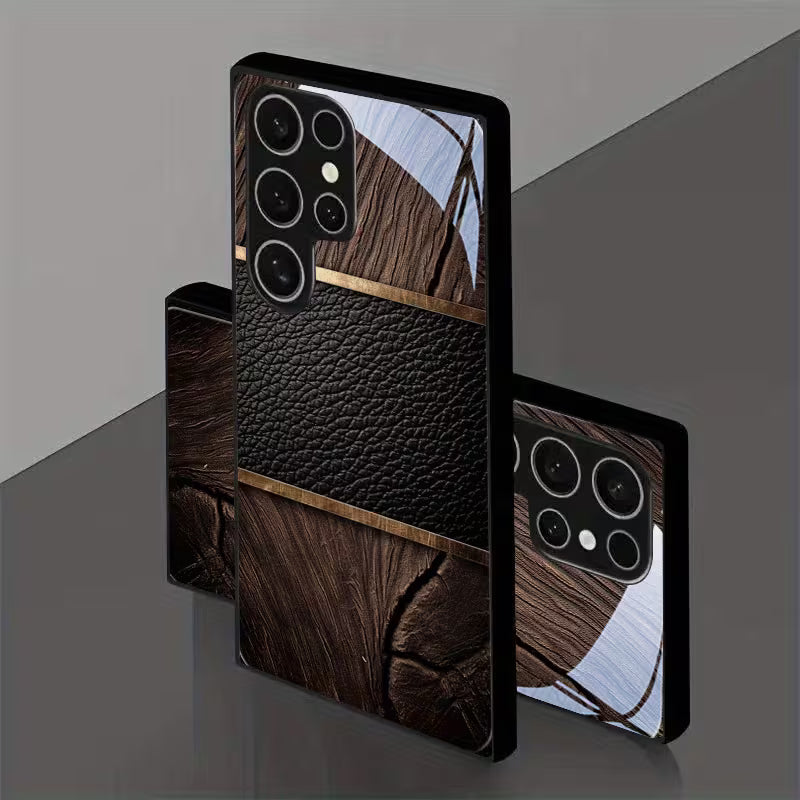 Golden Luxury Pattern Tempered Glass Case