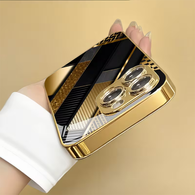 Golden Geometric Patchwork Case