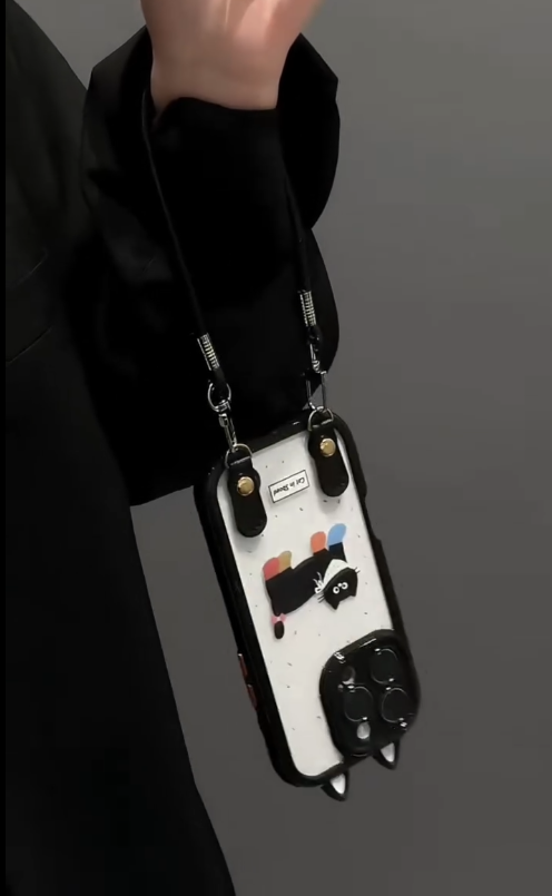 iPhone - Cute Cat Case With Lanyard