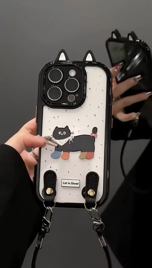 iPhone - Cute Cat Case With Lanyard