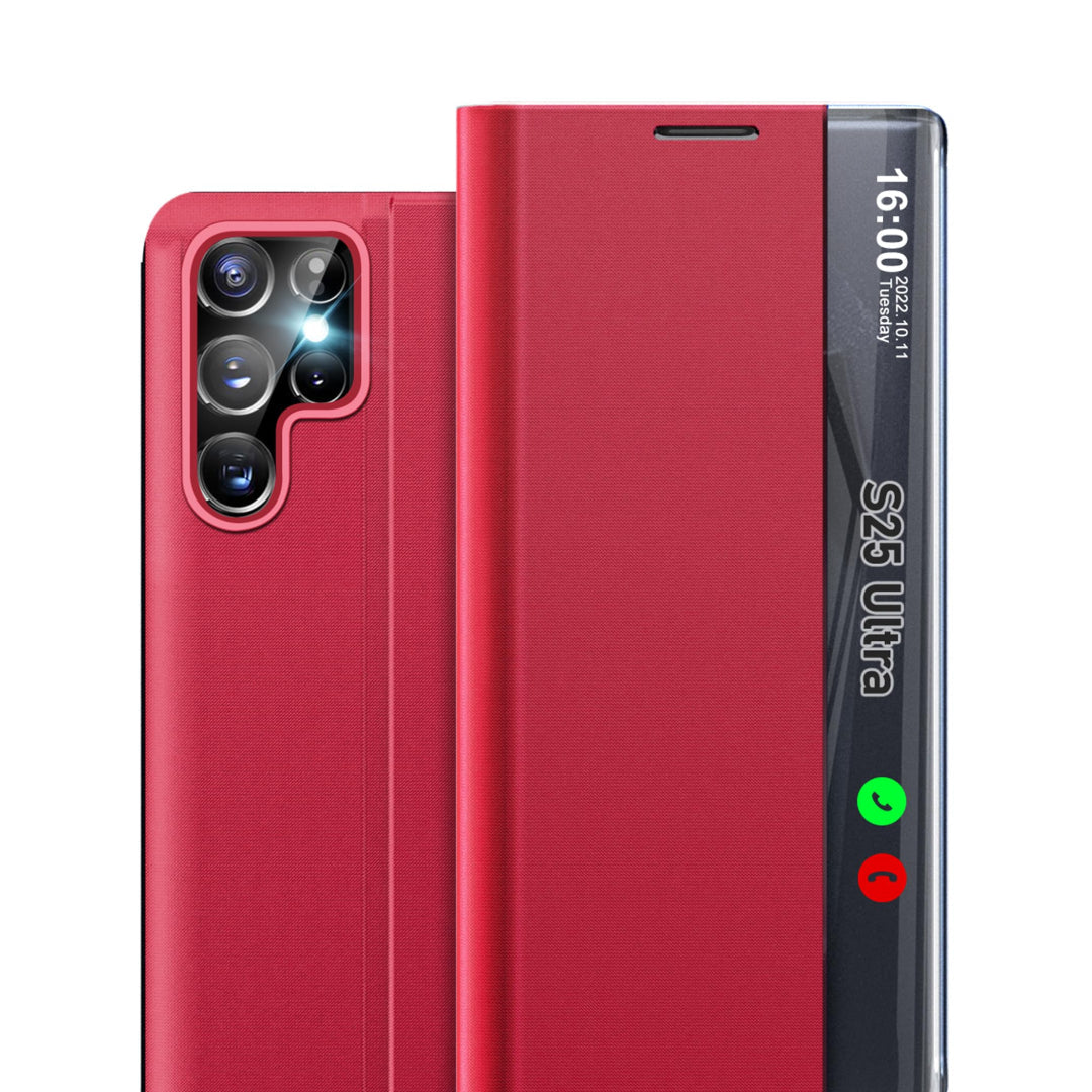 Galaxy S25 Series - PU Clear View Window Slim Mirror Case