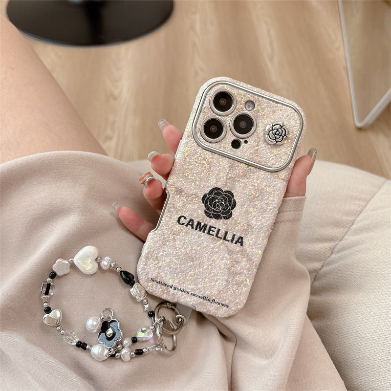 iPhone - Luxury Camellia Case with Pearl Lanyard