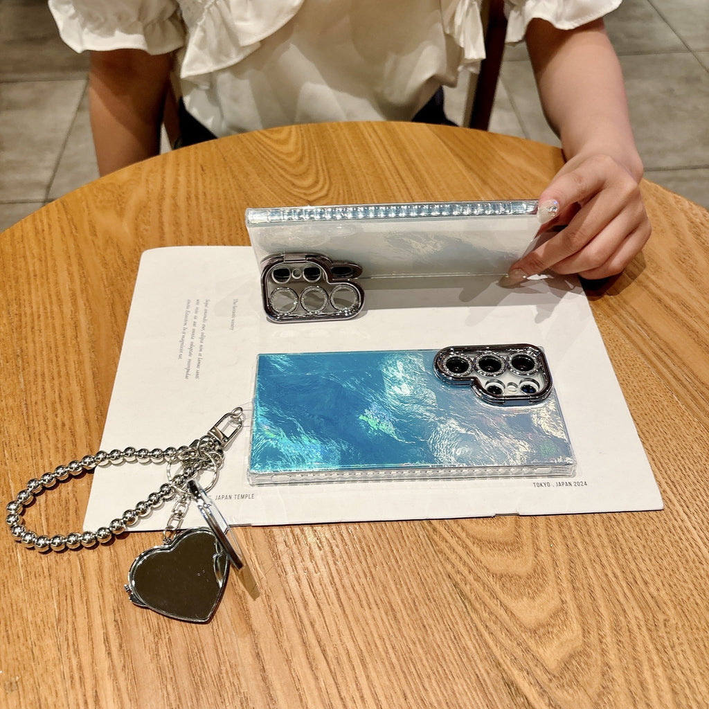 Galaxy S Series - Mirror Heart Stardust Charm Case With Lanyard