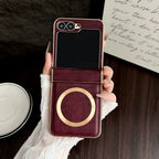 Galaxy Z Flip Series - Electroplated Leather Magnetic Case
