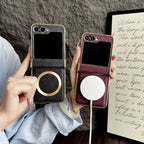 Galaxy Z Flip Series - Electroplated Leather Magnetic Case