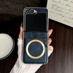 Galaxy Z Flip Series - Electroplated Leather Magnetic Case