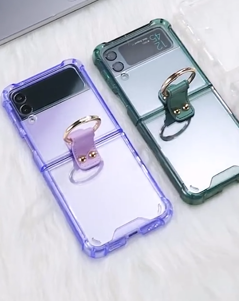 Protective Clear Case with Ring Holder for Samsung Galaxy Z Flip Series