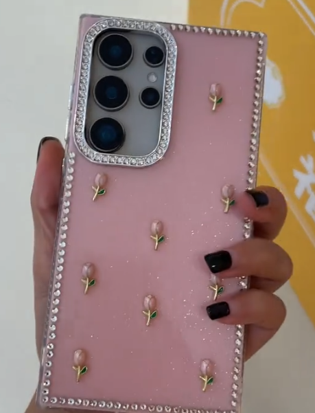 Lotus Pink Rhinestone Case