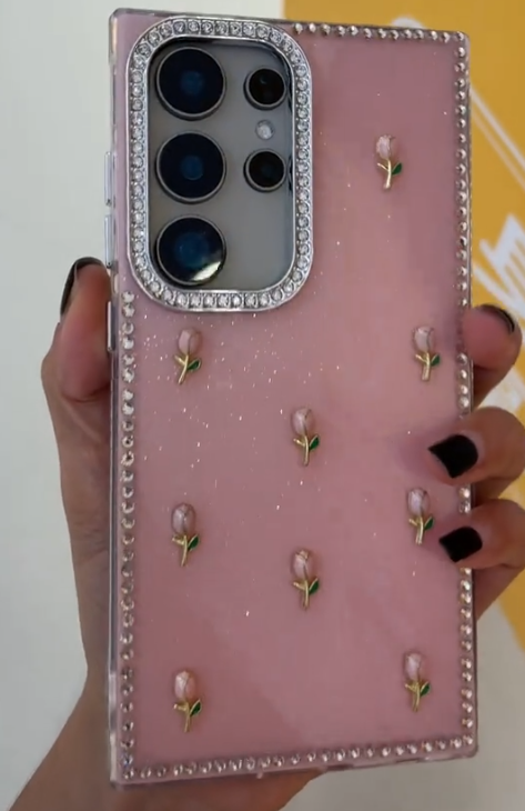 Lotus Pink Rhinestone Case