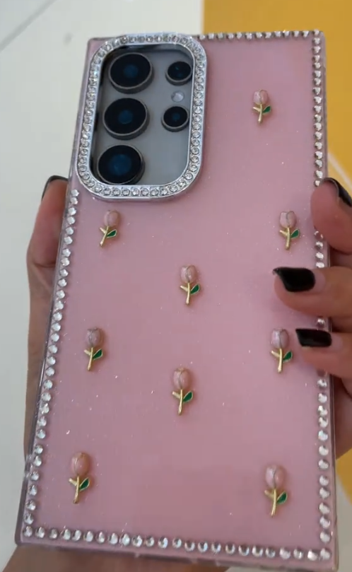 Lotus Pink Rhinestone Case