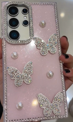 Pink Butterfly Diamond Case