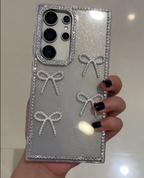 Silver Glitter Rhinestone Bow Case