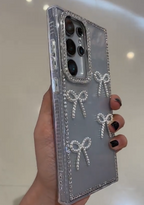 Silver Glitter Rhinestone Bow Case