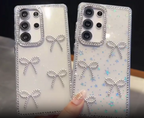 Silver Glitter Rhinestone Bow Case