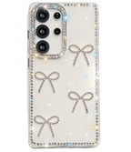 Silver Glitter Rhinestone Bow Case