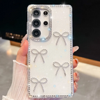 Silver Glitter Rhinestone Bow Case