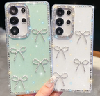 Silver Glitter Rhinestone Bow Case