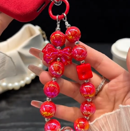 Luxury Velvet Texture Case with 3D Bow & Charm