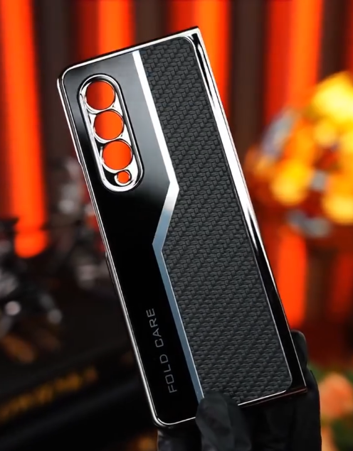 Carbon Texture and Electroplated Foldable Phone Case