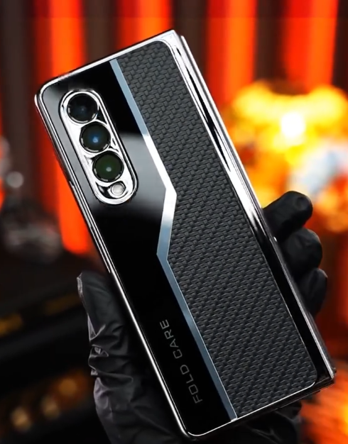 Carbon Texture and Electroplated Foldable Phone Case