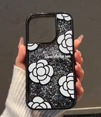iPhone - Camellia Flower Liquid Glitter Case