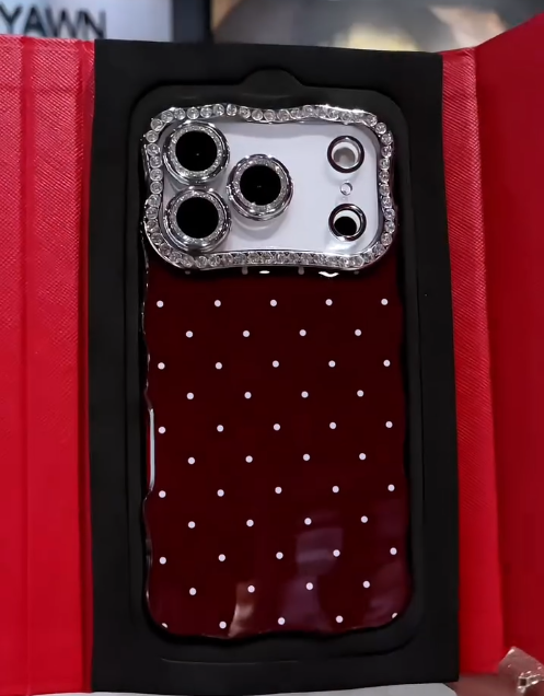 iPhone - Maroon Red Polka Dot Case